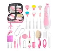28 in 1 Baby Health Care and Grooming Kit, Electric Nail Clipper Kit with Colic Gas, Nasal Passer, Nail Clippers for Newborns, Girls and Boys (Pink)