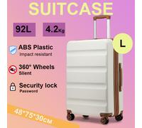 (28 inch) 19/24/28 Inch ABS Hard Shell Suitcase Cream Color Luggage with 4 Spinner Wheels and Dial Combination Lock