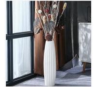 28 Inch Tall Floor Vase with Vertical Striped Pattern Decorative Large Ceramic White Vase Flower Holder for Living Room Kitchen Porch Office Home Decor Dried Flower Arrangement Wedding House Warming