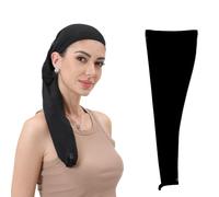 28 Inches Extra Long Hair Weave Sleeve Cap for Braids & Locs - Breathable Stretchy Hairnet Sleeve with Elastic Band | Fits Head 20-25" | for Bun, Faux Locs, Dreadlocks, Box Braids (Black)