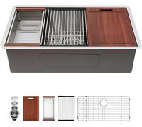 28 Kitchen Sink Undermount - Sarlai 28 Inch Stainless Steel Kitchen Sink Undermount Ledge Workstation Deep Single Bowl 16 Gauge R10 Tight Radius Stainless Steel Kitchen Sink Basin
