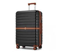 28" KSK2592 - ABS+PC Striped Design with Colour-Block Details Checked Luggage for Longer Travels - Large - Black and Brown