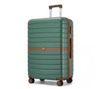 28" KSK2592 - ABS+PC Striped Design with Colour-Block Details Checked Luggage for Longer Travels - Large - Green and Brown