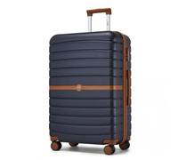 28" KSK2592 - ABS+PC Striped Design with Colour-Block Details Checked Luggage for Longer Travels - Large - Navy and Brown