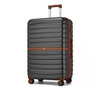 28" KSK2592 - ABS+PC Striped Design with Colour-Block Details Checked Luggage for Longer Travels - Large - Grey and Brown