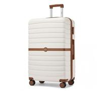 28" KSK2592 - ABS+PC Striped Design with Colour-Block Details Checked Luggage for Longer Travels - Large - Cream and Brown