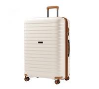 28" KSK2595 - Hard Shell Scratch-Resistant PP Luggage with Cup Holder, TSA Lock & Expandable Design-Check-in Luggage for Travel - Large - Beige and Brown