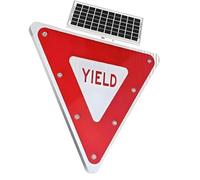 28" LED Flashing Solar Yield Sign Engineer Grade Reflective Includes Mounting Accessories for Pedestrian Crossings(Steady On)