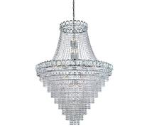 28 Light Chrome Tiered Chandelier Ceiling Fitting Light with Clear Crystal Beads