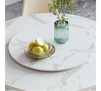 28" Marble Lazy Susan Turntable - Smooth Rotating Tray for Dining Table, Round Swivel Serving Plate in Snow Mountain White, Ideal for Rock Serving, 70cm/28in