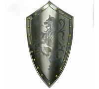 28" Medieval Metal Shield | Dragon Spartan Shield | Steel Costume Shield | Battle Warrior Shield | Reenactment | SCA LARP Shield | Halloween Shield