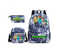 (28) Minecraft 3pcs Sets Backpack Mochila Kids Capacity Bags-1