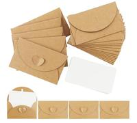 28 Mini Envelopes with Cards Vintage Mini Kraft Paper Envelope Blank Card Small Letter with Heart Closure for Gift Cards DIY Thank You Cards, Gift Envelopes, Handmade Paper