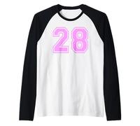 28 Number Twenty-Eight Sports Varsity College Girl Matching Raglan Baseball Tee