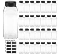 28 Pack 500 ml Plastic Spice Jars, Large Seasoning Bottles with Shaker Lids | Reusable Clear Containers with Dual Flip-Top Black Lids and Labels for Salt, Herbs, Powders, Pepper and Kitchen Storage