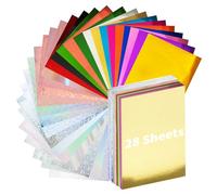 28 Pack Metallic Cardstock Paper Sheets, 8" x 12" Color Foil Mirror Shimmering Paper Holographic Cardstock 250gsm/92lb For Arts and Crafts, Decorative, Invitations, Scrapbook Supplies(28 styles)