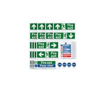 28 Pack Premium Fire Exit Sign Kit - Right, Left, Up, Down Arrow Signs