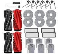 28 Pack Replacement Accessories for Roborock Qrevo Curv/Curv S5X/Qrevo Edge/Edge S5A/Qrevo S5V Robot Vacuum, 2 Pairs Mainbrush 4 Filter 6 Dust Bags 6 Mop Pad 6 Sidebrush 1 Cleaning Brush 1 Screwdriver