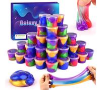 28 Packs Colorful Galaxy Slime for Girls & Boys, Fluffy Stretchy & Non-Sticky, Stocking Stuffers for Christmas, Party Favors for Kids, Sensory and Tactile Stimulation, Stress Relief, Educational Game