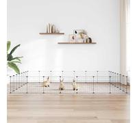 28-Panel Pet Cage with Door Black 35x35 cm Steel