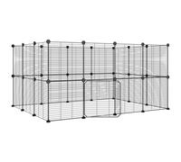 (28-panel with door, 1.5 cm) vidaXL Pet Cage Black Steel Rabbit Hutch Pet Cage 1.5 cm/4.3 cm Multi Models