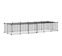 vidaXL 28-Panel Pet Cage with Door Black 35x35 cm Steel, Black