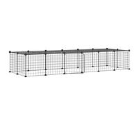 vidaXL 28-Panel Pet Cage with Door Black 35x35 cm Steel, Black
