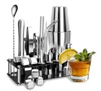 28 Pcs Cocktail Shaker Set, 750ml Stainless Steel Boston Cocktail Shaker, Cocktail Making Kit, Complete with Professional Cocktail-Making Accessories, for Home, Bar, Party and Birthday, Outdoor