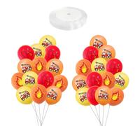 28 PCS Fire Balloons, Comes with 1 PC White Ribbon, Latex Balloons, Funny Balloons, Creative Design Balloons, Firefighter Theme Kids Party Decorations, Reusable Balloons