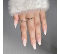 28 Pcs Gradients Full Covers False Nails Simple Press on Almond Stick on Glossy Acrylic for Daily