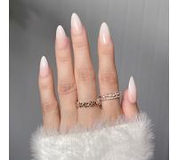 28 Pcs Gradients Stick On Nails Glossy False Almond Press On Simple Artificial Acrylic