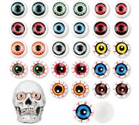 28 Pcs Halloween Eyeballs Plastic Fake Skeleton Eye Balls Horror Half Round Eyes Props for Halloween Party Favors, 14 Styles