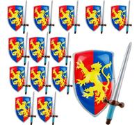 28 Pcs Kids Inflatable Medieval Joust Sword and Shield Knight Set Toy Including 14 Inflatable Medieval Shield and 14 Blow up Pirates Sword for Pirate Party Favors Medieval Accessories Cosplay Toys