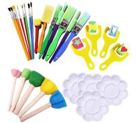28 Pcs Kids Paint Brushes, Paint Brush Set Kids, Colorful Paintbrushes, Some Brushes Have Random Colors Toddler Painting Set Suitable for Early Childhood DIY Learning of Children's art Painting