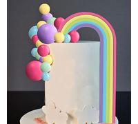 28 Pcs Rainbow Cake Toppers, Mini Balloons Toppers, Foam Ball Decorations, Balloon Shaped Insert for Wedding Baby Shower Girls Boys Birthday Party Supplies (Colourful)