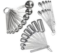 28 Pcs Stainless Steel Measuring Spoons Set with Leveler, Metal Round & Rectangular Spoons Plus 2-Pack Mini Spoon Sets for Precise Cooking and Baking, Standard Sizes with Clear Engraved Markings
