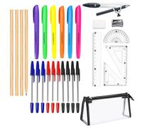 28 PCS Stationery Set with Clear Pencil Case, Back to School Gift Package