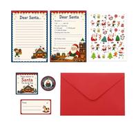 28 Piece Christmas Letter to Santa kit, Dear Santa Letter Set, Festive Mail | Paper Letter Writing Kit with 12 double-sided 17x12cm sheets, envelopes and stickers for a christmas list to santa