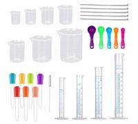 28-Piece Measuring Jugs and Cups Set with Beakers, Cylinders, Spoons, Droppers & Brush - Heat Resistant Science Lab Kit for Baking Experiments, Clay Tools & Laboratory Use