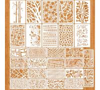 28-Piece Reusable Layering Stencils Set - Abstract Texture Pattern Templates for Mixed Media Art, Painting, Card Making, Canvas, Furniture(18 Pcs 9x16.5cm-10 Pcs 14x21cm) (Style 1)