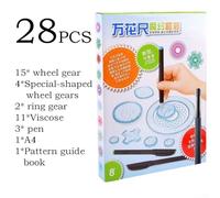 28-Piece Spirograph Drawing Set with Spiral Pattern Templates, Plastic Educational Toy for Creative Art & Design