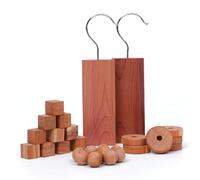 28 Pieces Cedar Wood Moth Repellent for Wardrobes, Anti Moth Repellent Cedar Blocks for Clothes Protection Cedar Wood Discs Aromatic Cedar Wood Balls Hangers Rings