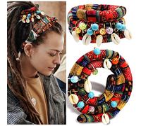 28 Pieces Spiral Lock Hair Tie Dreadlock Accessories Set, 2Pcs Colorful Bendable Wire Ponytail Holders, 26Pcs Shell Beads Pendant Jewerly for Women Men Thick Hair Ties Red