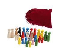 28 Pieces Wooden Peg Dolls Ornaments Wooden People Figures for Boys Girls Children