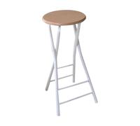 28" Portable Folding Bar Stool - Backless Round Breakfast Barstool for Camping Outdoor Patio Kitchen - Lightweight Space-Saving Design (White)