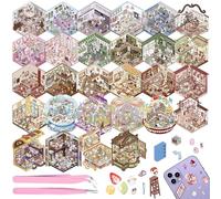 28 Sets DIY 3D House Stickers, Fun DIY Stickers Scene Make Your Own Supermarket, Coffee Shop, Restaurant, Cute 3D Cartoon Scene Sticker Set for Relief Stress Pass The Time
