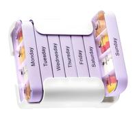 28-Slot Weekly with Clear Cover and Stackable Design for Easy Medication Management Portable Medicines Planner Weekly