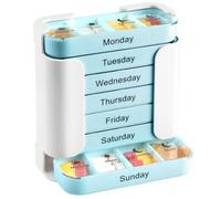 28-Slot Weekly with Clear Cover and Stackable Design for Easy Medication Management Portable Medicines Planner Weekly