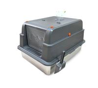 28" Stainless Steel Cat Litter Box, Hooded Enclosed Kitty Litter Box, Odor-Control and Anti-Leakage with Scoop, for Big Cat Dark gray