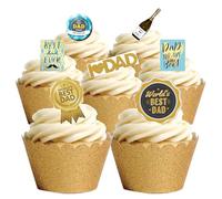 28 Stand Up Blue & Gold Design Fathers Day Dad Daddy Themed Edible Wafer paper Cake Toppers Decorations